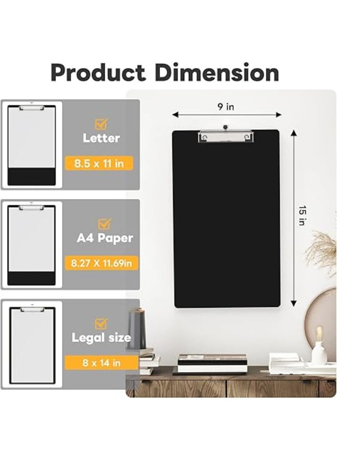 Arabest Legal Size Clipboard Set of 6, 8.5 x 14 Black Plastic Long Clip Board with Low Profile Clip, 9 x 15 in, Suitable for Legal Lawers and Business, School & Office Supplies - Image 3